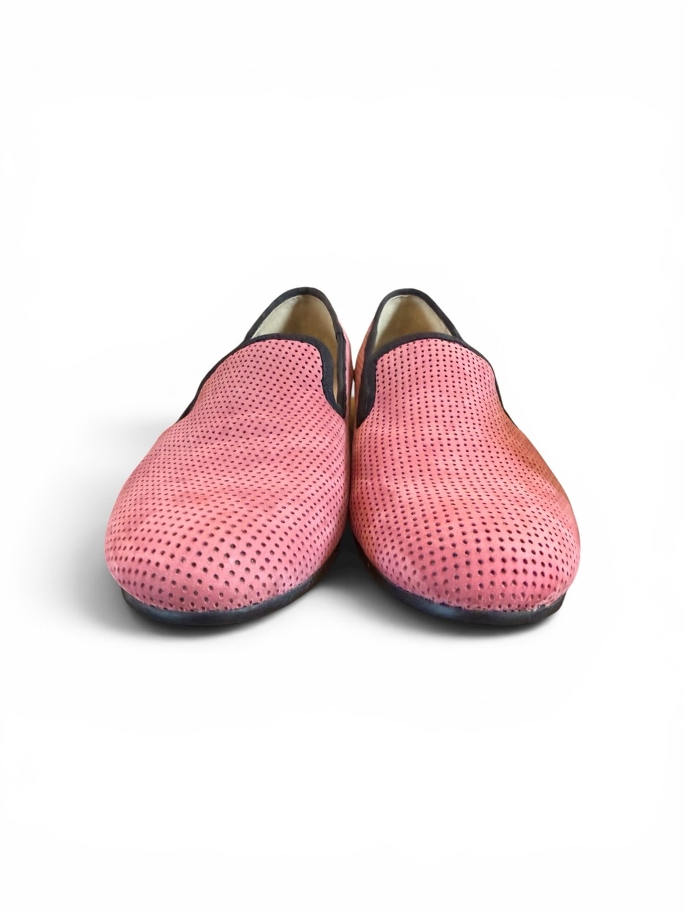 Women's MUNRO Pink Perforated Loafers with Black Trim - Picture 6 of 6